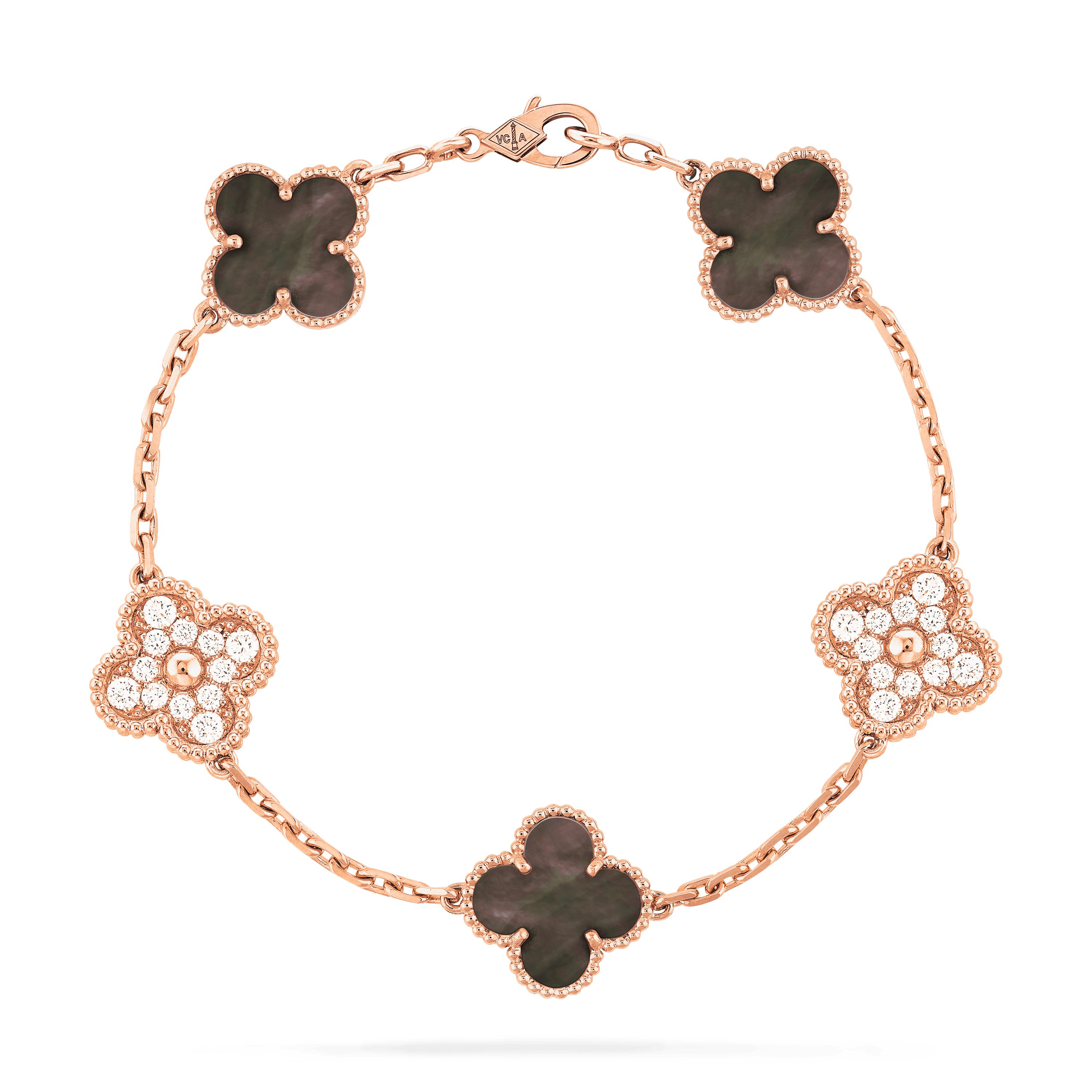 Van Cleef & Arpels Vintage Alhambra bracelet, 5 motifs rose gold - Click Image to Close