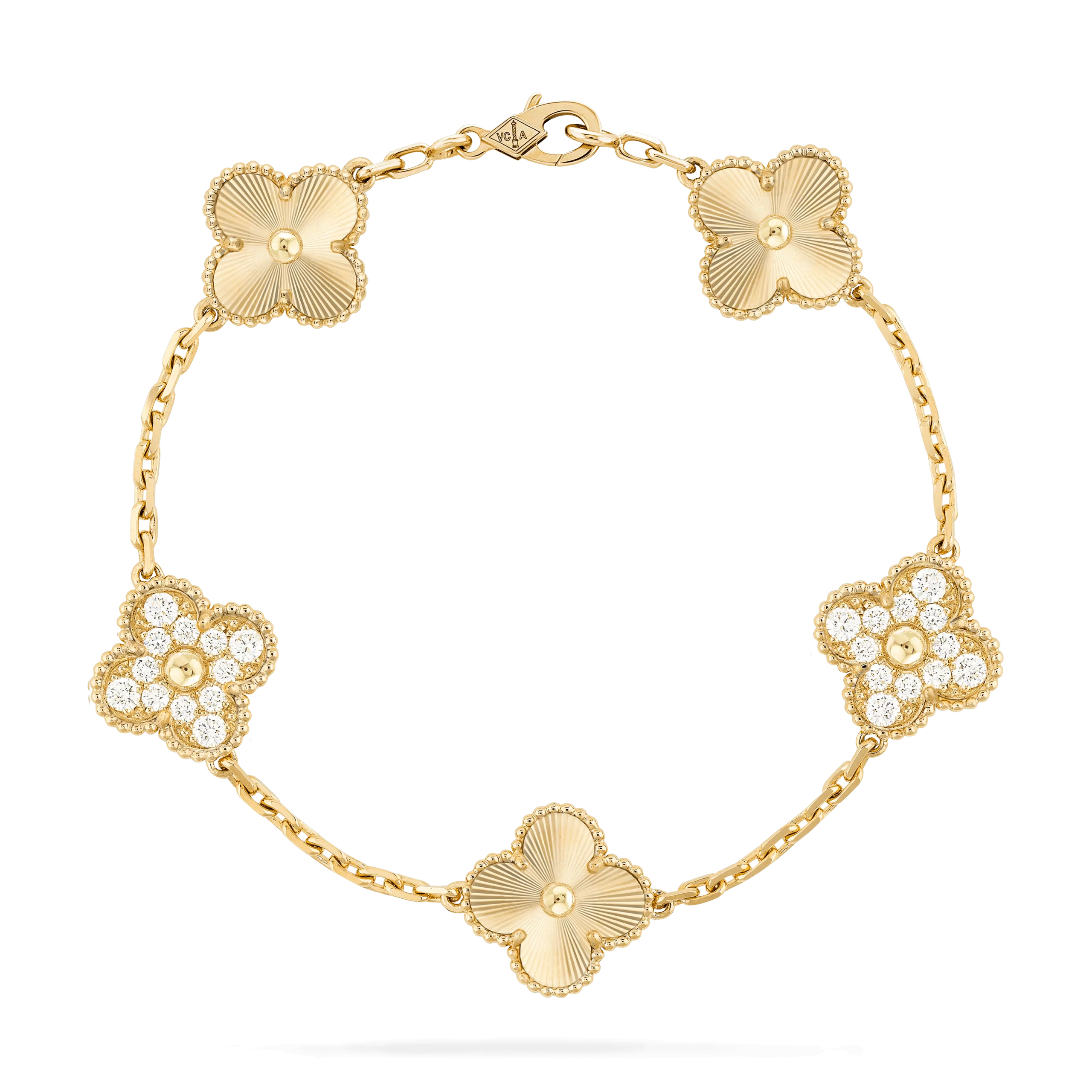 Van Cleef & Arpels Vintage Alhambra bracelet, 5 motifs yellow go - Click Image to Close