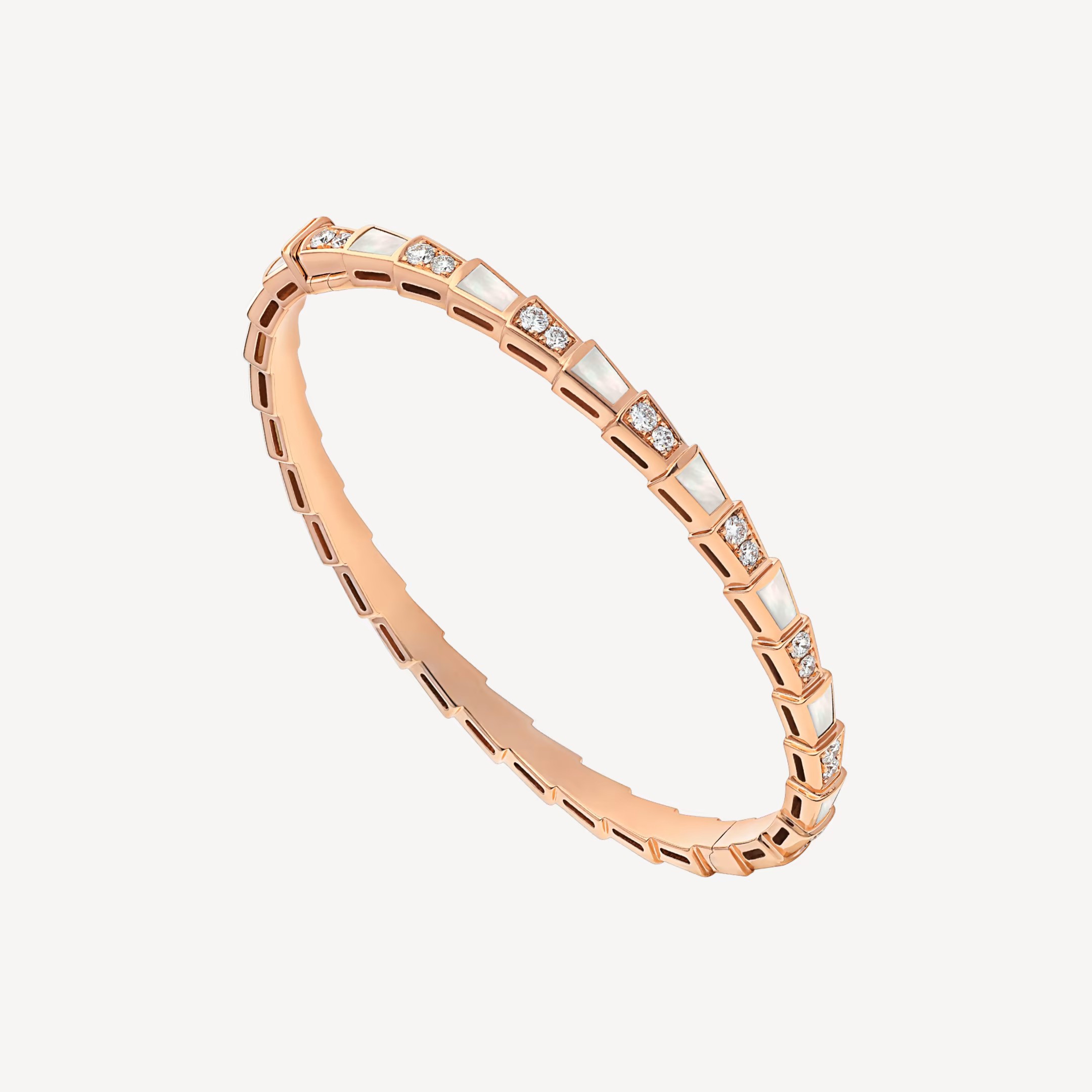 Bvlgari SERPENTI VIPER Bracelet Rose Gold with Pave Diamonds and