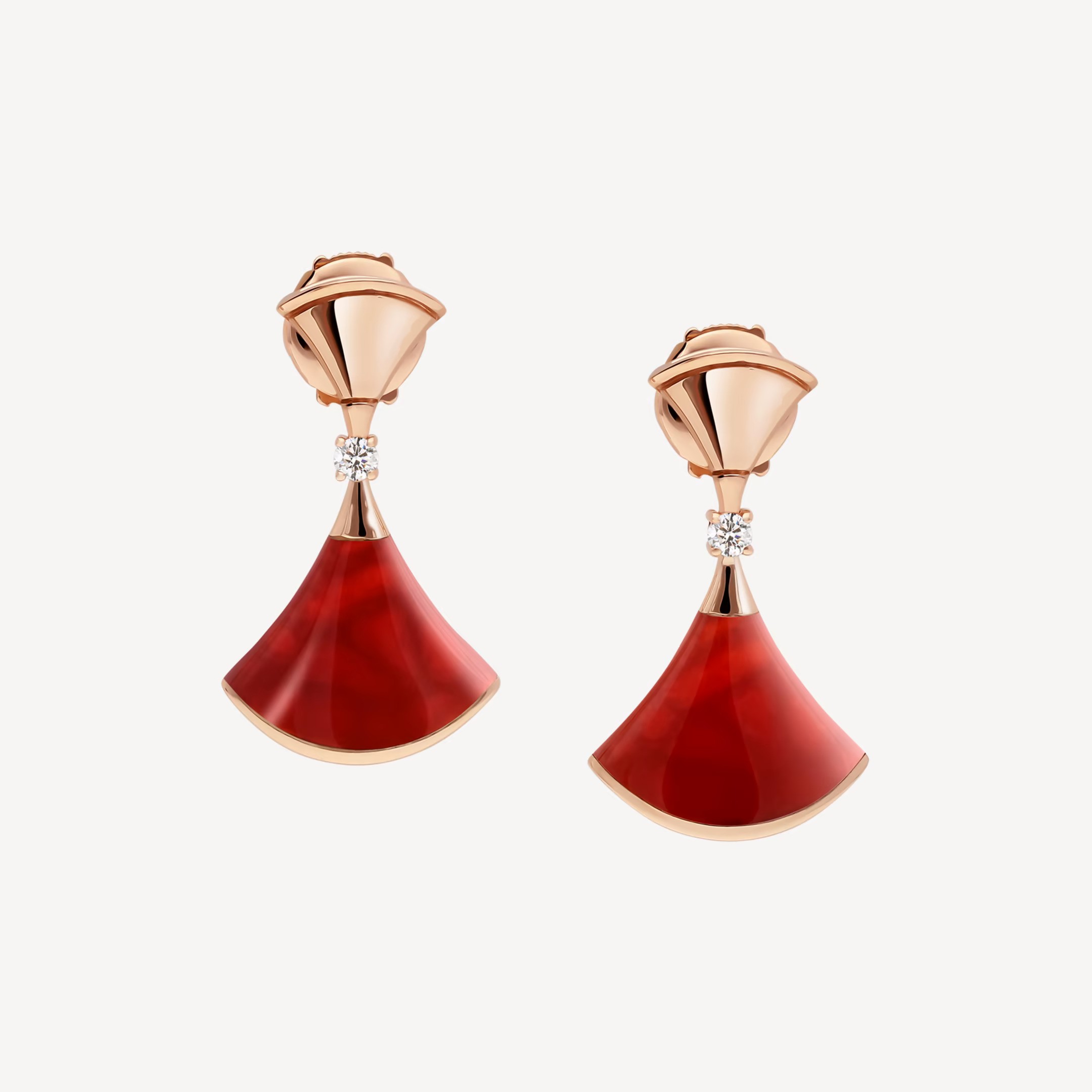 Bulgari Diva's DREAM Earrings Rose Gold With Carnelian and Diamo - Click Image to Close