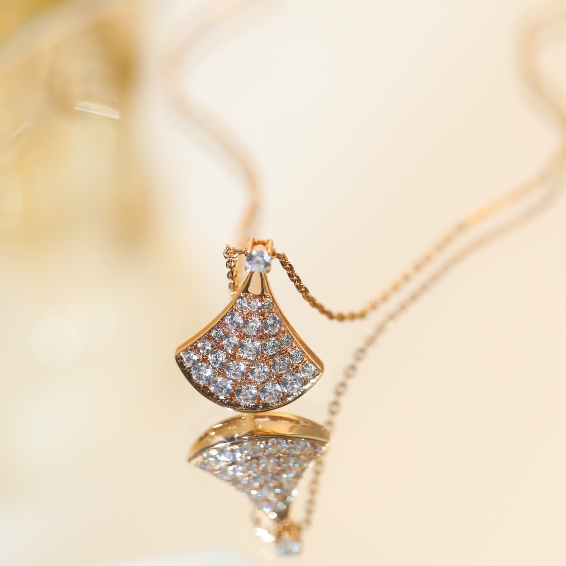 Bulgari Diva's DREAM Rose Gold Necklace with Pave Diamonds