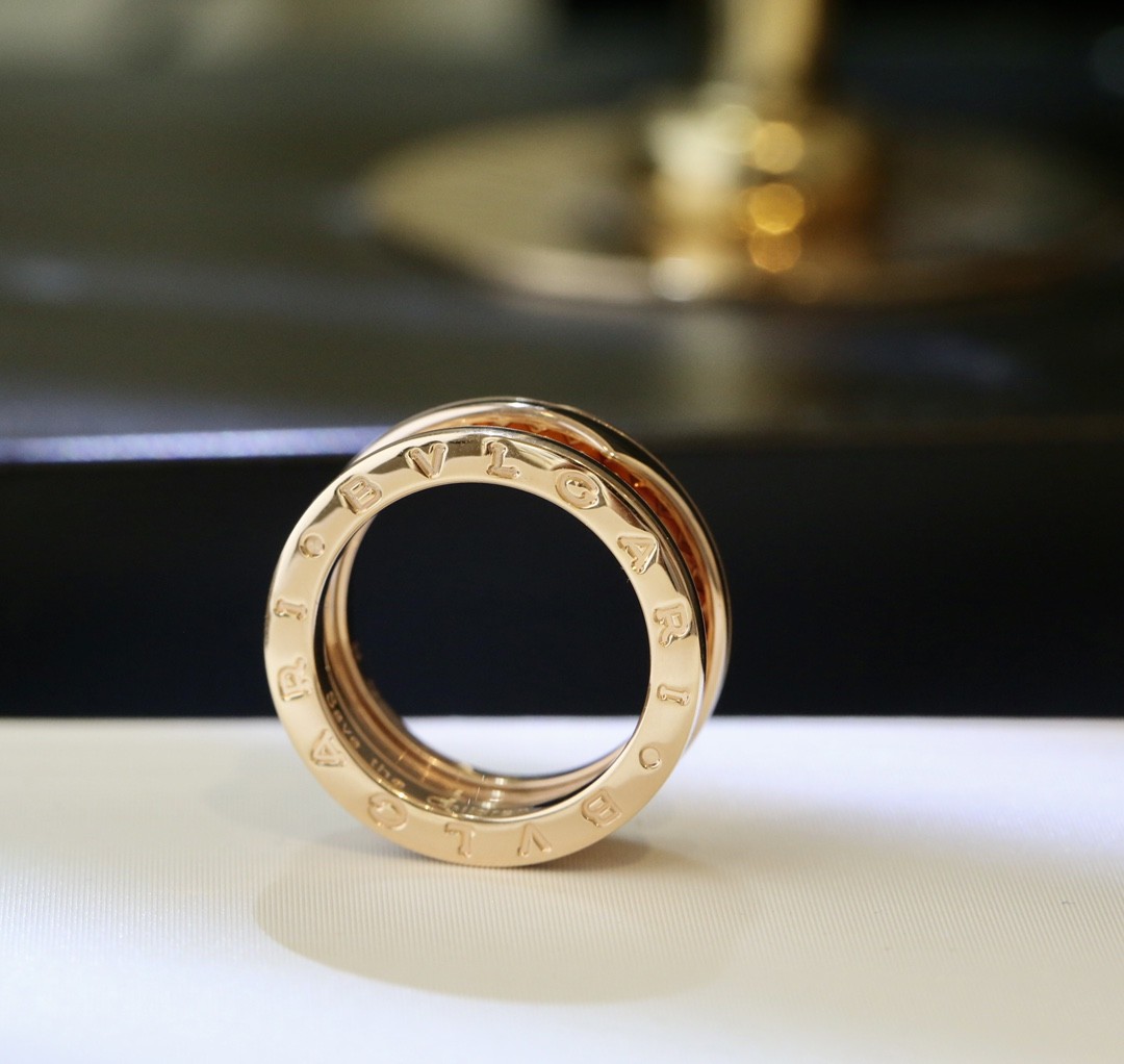 Bvlgari B.zero1 Rock Two-Band Ring in Rose Gold with Black Ceram