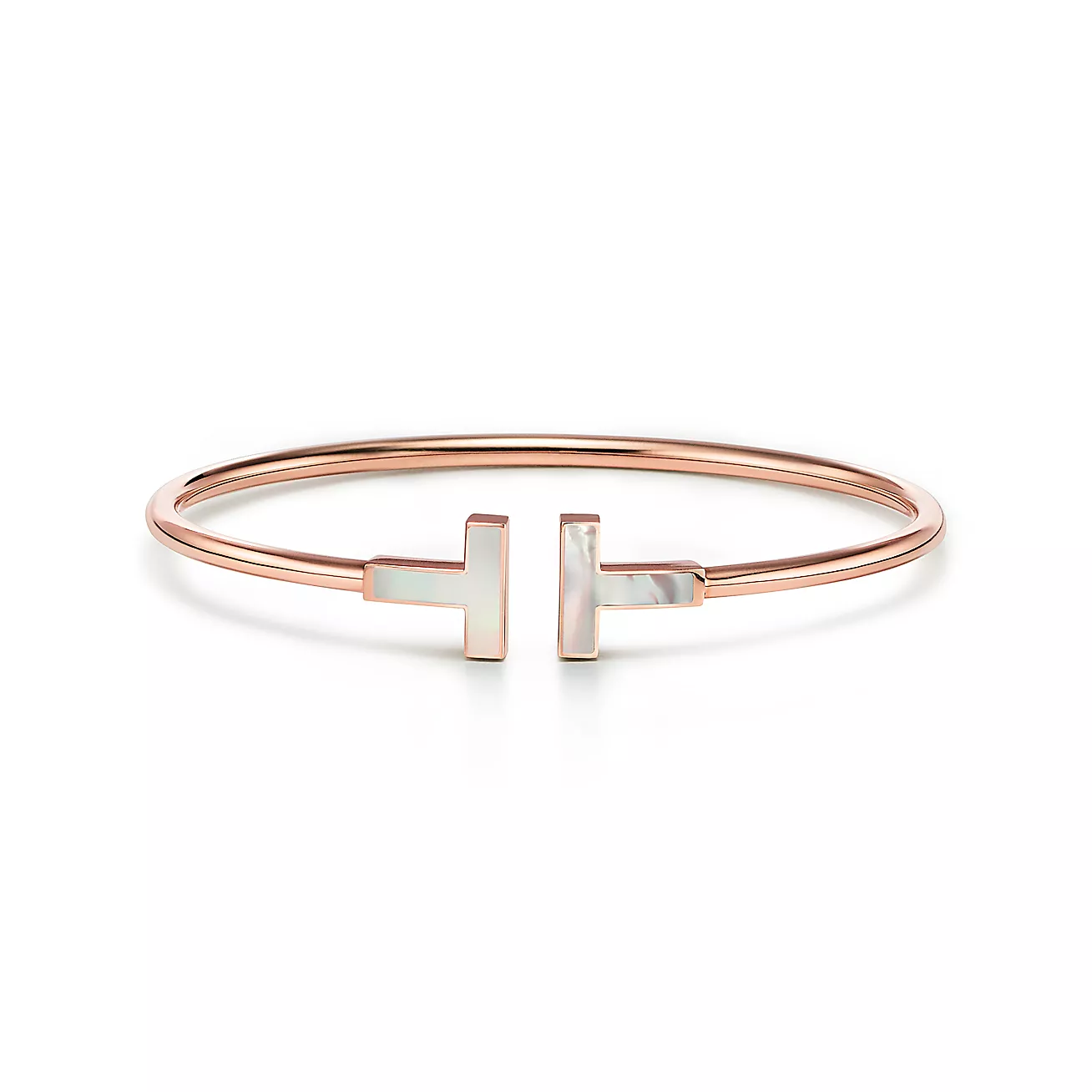 Tiffany T Wire Bracelet Rose Gold with Mother-of-pearl - Click Image to Close